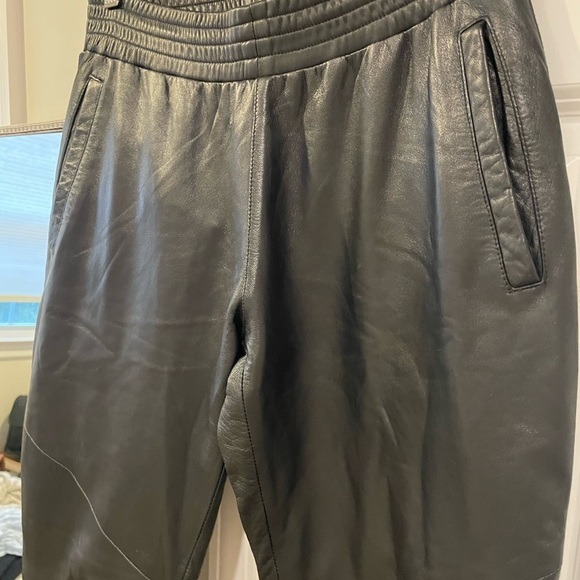 Black Genuine Leather Jogger Pant - Picture 11 of 16